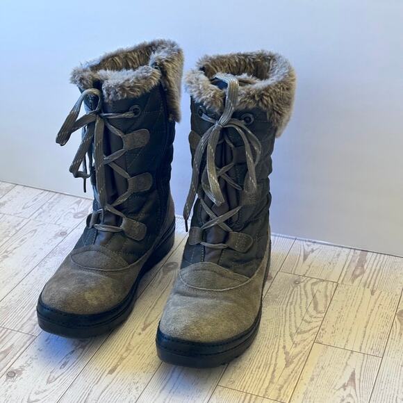 Baretraps Women’s 8M Winter Boots Gray Faux Fur Waterproof Lace Up Snow Boots - Picture 13 of 16